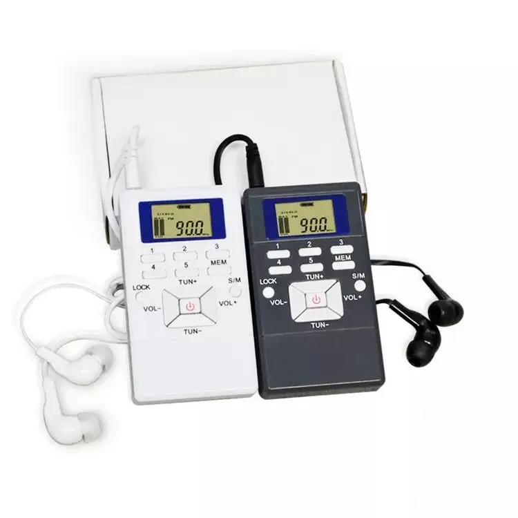 Wireless Custom Fixed Frequency Small Pocket Fm Radio Fm Digital Receiver Meeting Use with Headphone