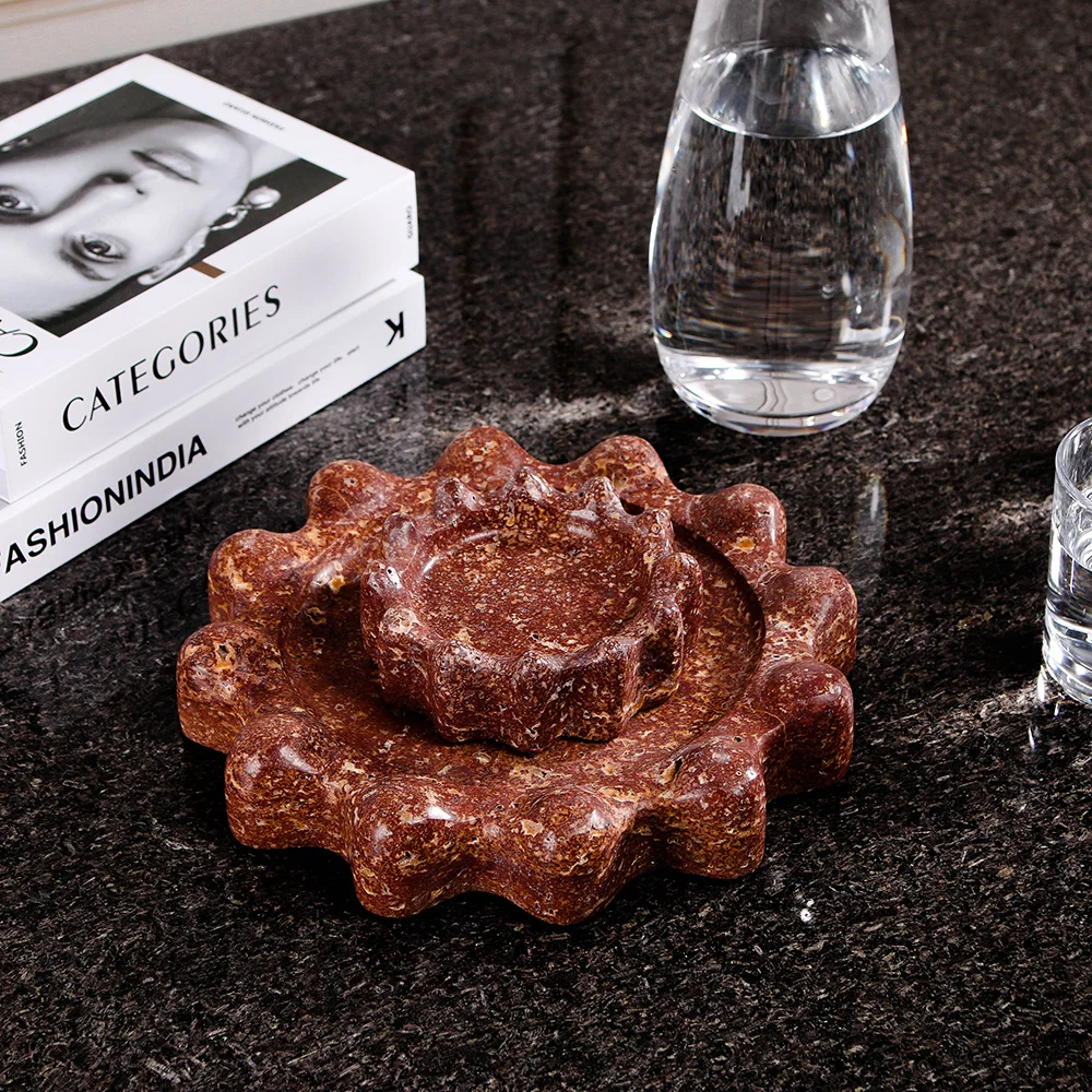Modern Design Custom Size Round Marble Ashtray Natural Stone Cigar & Cigarette Smoking Portable Factory Prices
