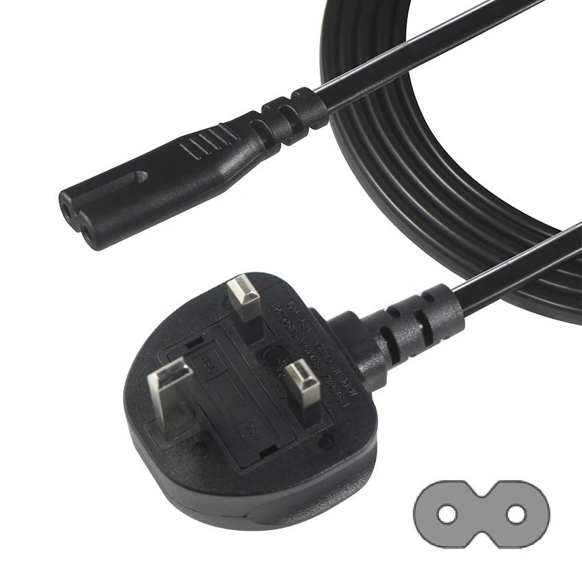 Factory Direct 3 Pin British Type 250V 5A 13A 15A Electric BS1363 AC Cable Fused UK Plug IEC C7 Power Cord