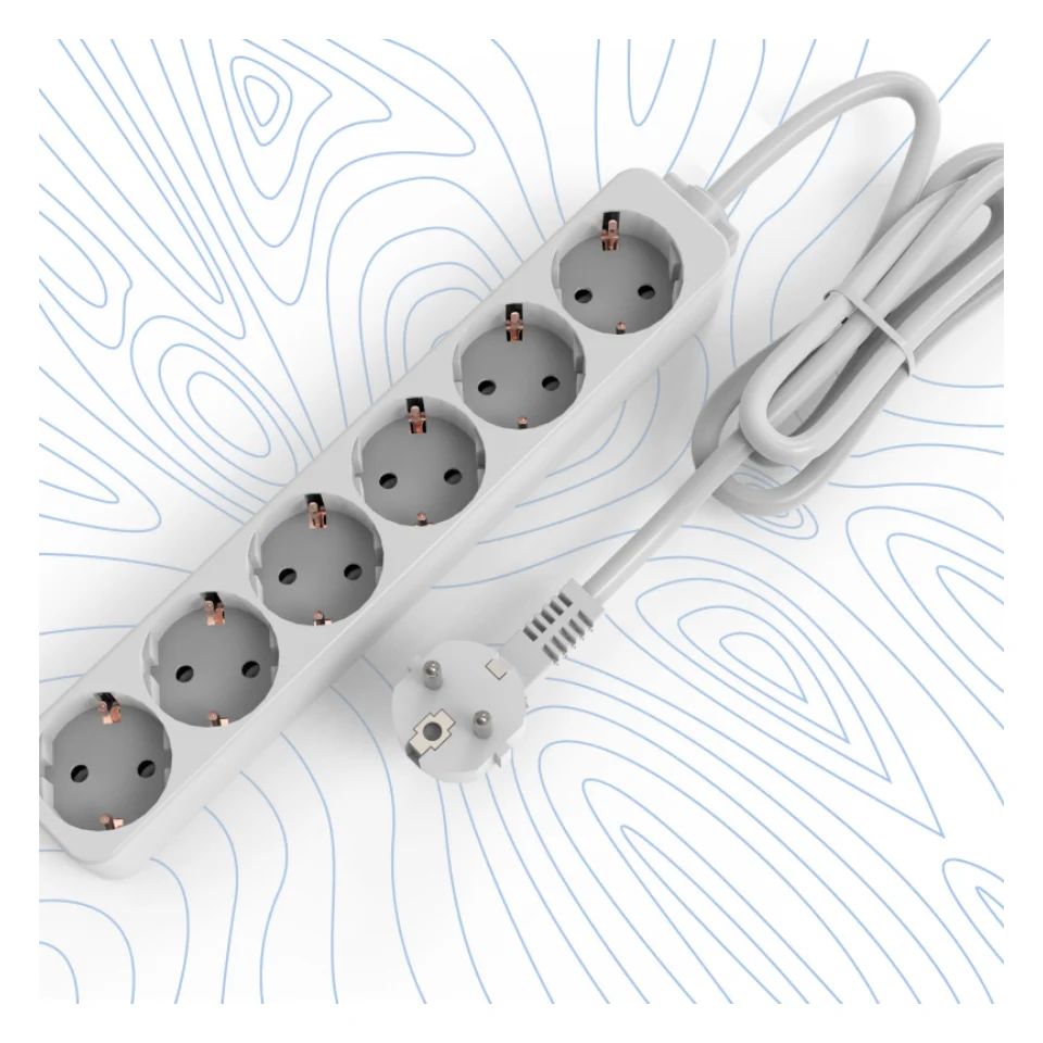 6 Way Power Strip Extension Socket Multi Function Extention Cord with 6 Outlets
