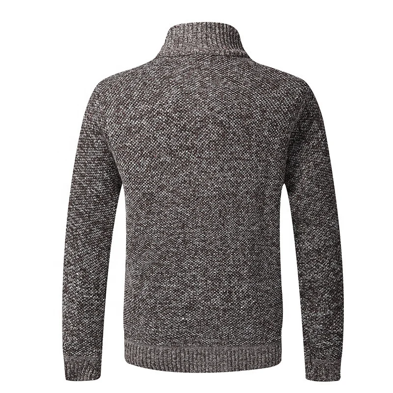 Top Quality Autumn Winter New Men's Slim Fit Stand Collar Zipper Jacket Men Solid Cotton Thick Warm Sweater_voghion.com