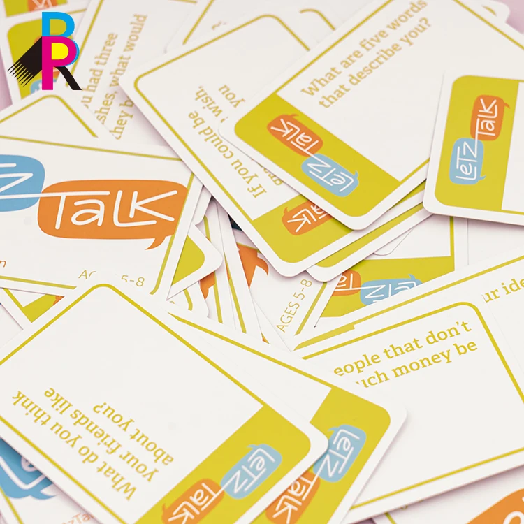 Custom Printed Educational Trivia Card Game Paper Material Family Conversation Question Cards Quiz Game Customized
