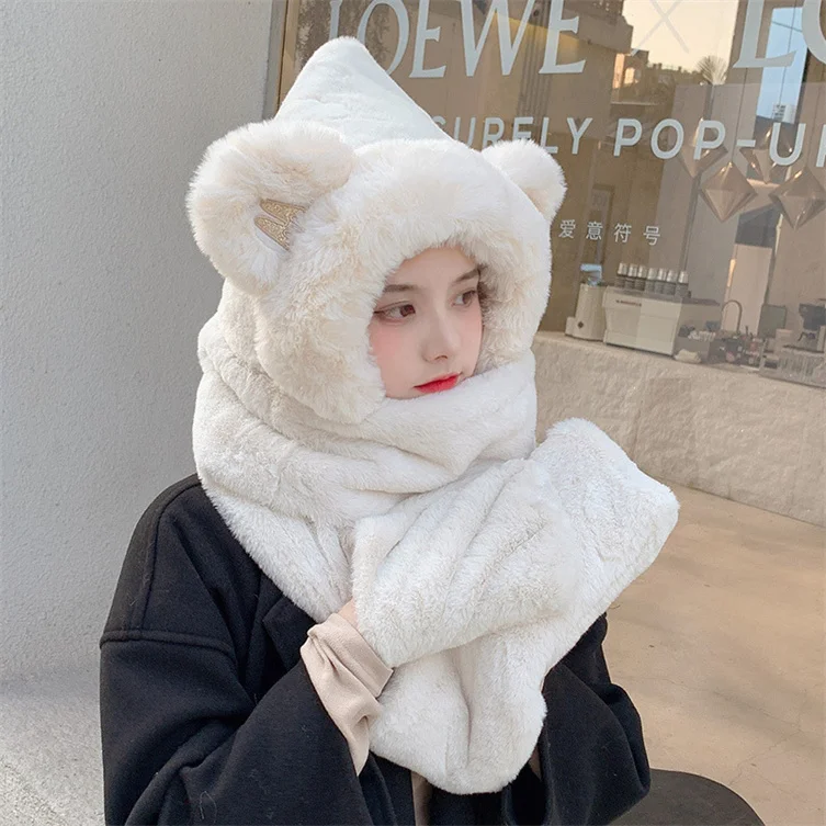 bear hat scarf combo