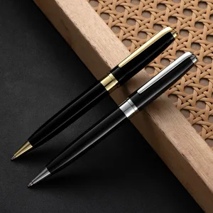 Hot Selling Luxury Brass Black Metal Ball Pen with Custom Logo Office Supplies Novelty Promotion Twist Metal Ballpoint Pen
