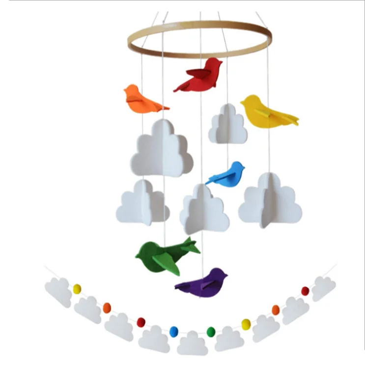 light weight baby mobile cloud wire ornament hangers felted ball