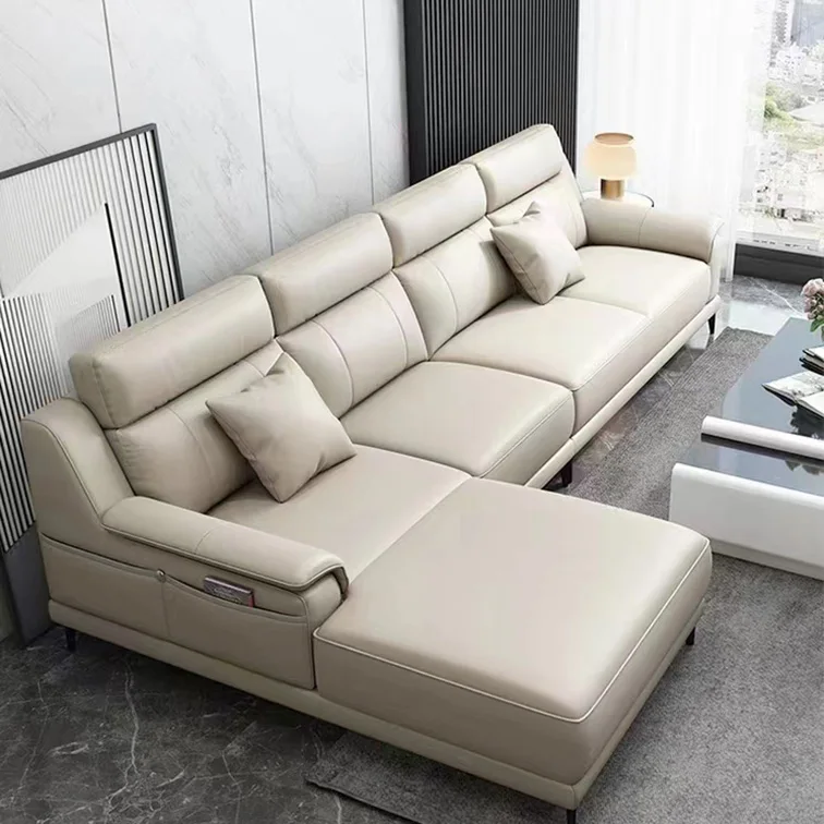 Sofa Set Furniture Customizable and Reconfigurable Hot Sale L Shaped Genuine Sofa Set Leather Sectional Corner Sofa Living Room