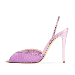 Trending Ladies Shoes 2026 Nude Pink Purple Mesh Slingback Stiletto Sandals