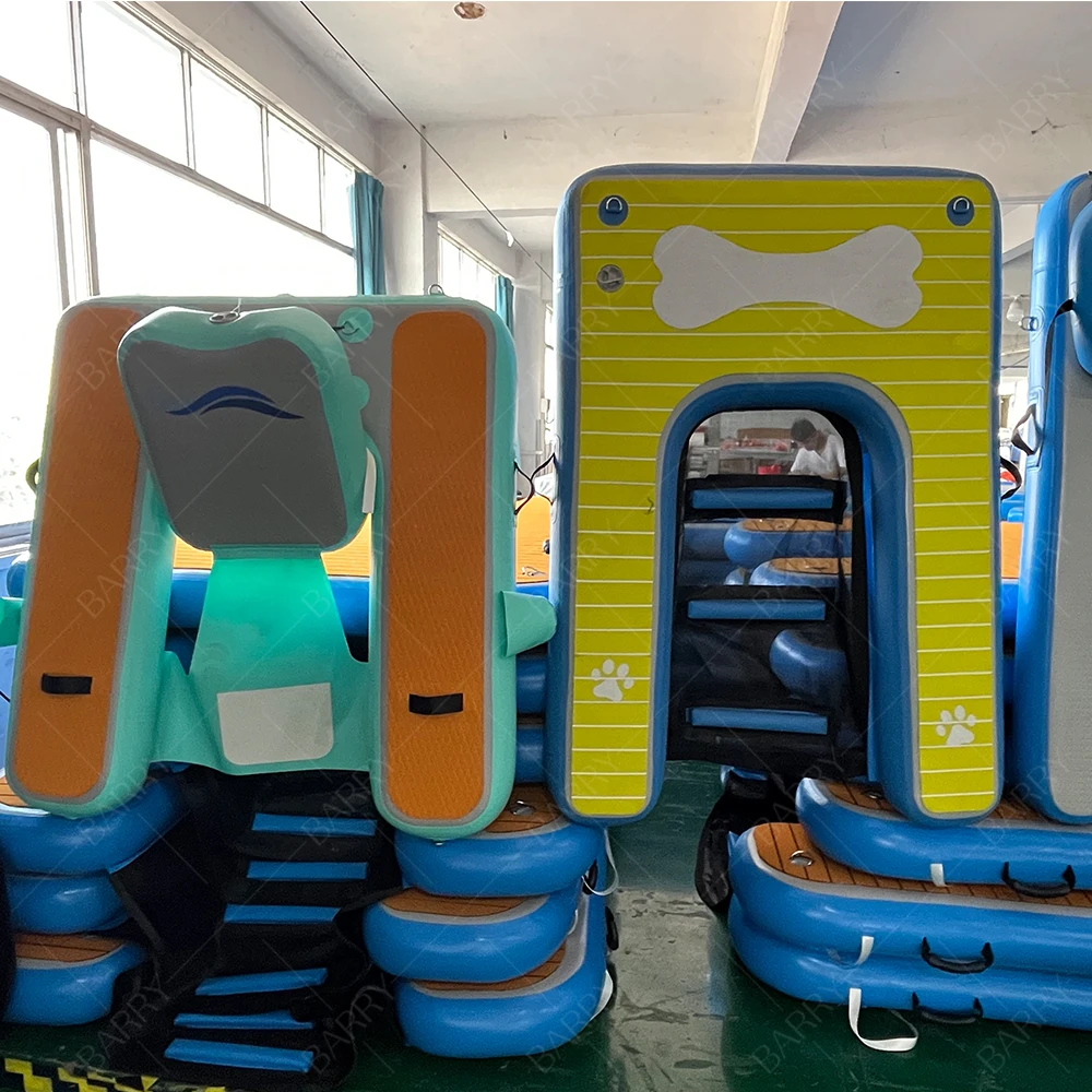 Durable Safe and Easy Access to Water for Dogs Swim Pools Lakes and Beaches Inflatable Floating Dog Ramp for Dock Pontoon Boat