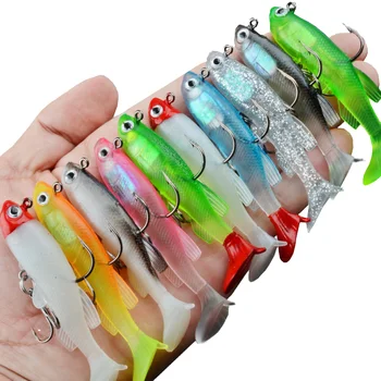 Black Minnow 8cm/2.8in 14g Soft Vibe Fishing Lure PVC Artificial Bait with Cool Hooks Printed Freshwater Bass Target – Soft Lure – view 5