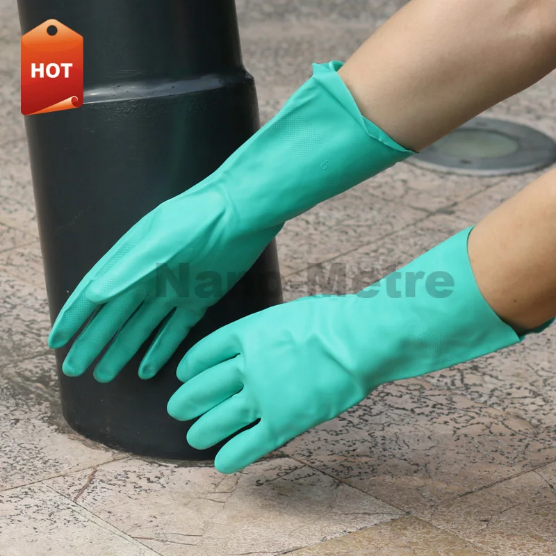 NMSAFETY Free Samples Type a CE 3101X/Long Cuff Nitrile Gloves 15mil/Waterproof Car Wash Gloves/Lined Chemical Gloves Long