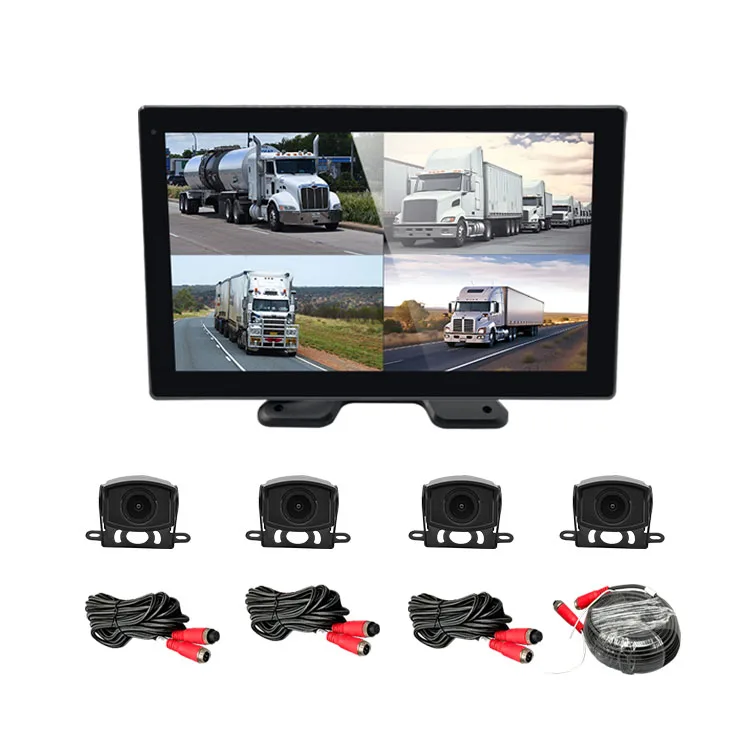 Wemaer AHD 1080P BSD 4 Channel Bus Reverse Backup Cameras Monitor Split Screen Security System for Trucks Cars Reversing