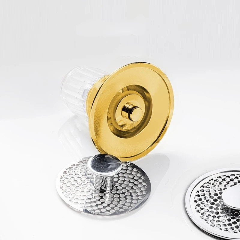 Wash Basin Anti Odor Anti Insect Anti Clogging Spring Core Pressing Type  Drainer Accessories Push Down Pop-up Water Plug - Main Image