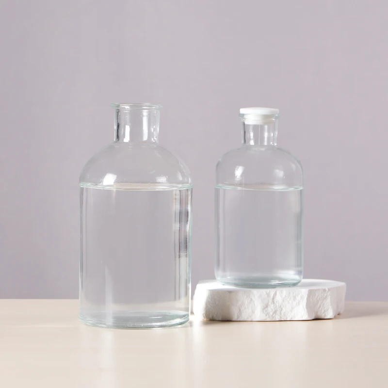 125 ml 500 ml 1 Liter Transparent Empty Round Shape Wide Mouth Fragrance Aroma Reed Diffuser Bottle with Wooden Lid