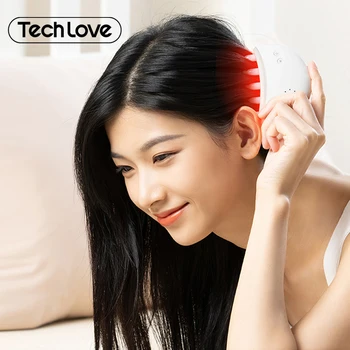 Techlove Multi-functional Beauty Equipment Red light Anti Hair Loss Treatment Electric Hair Scalp Massage Jade Comb