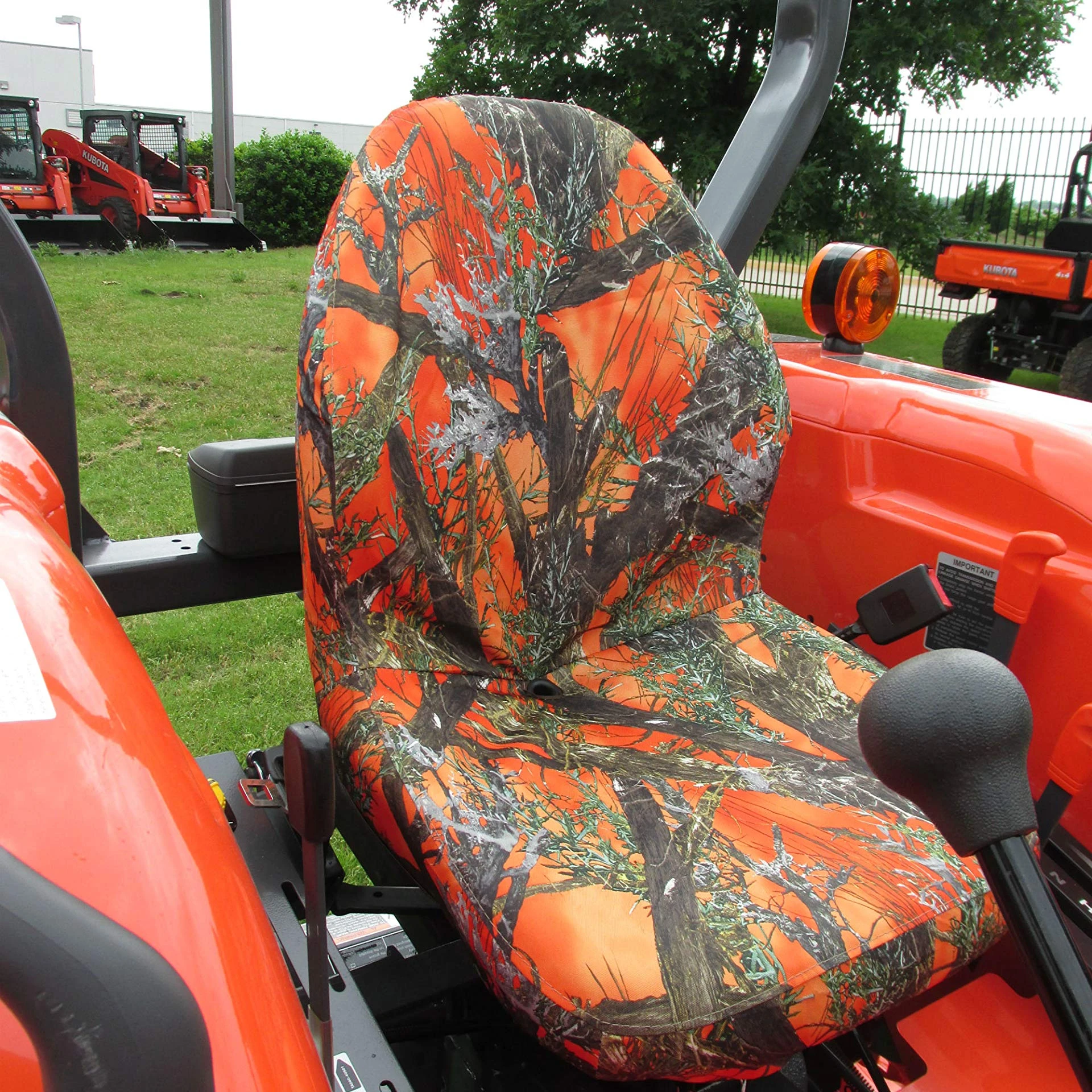 Riding Lawn Mower Seat Covers, KU25 Seat Covers for Kubota Tractor B2301  B2601 in Orange Camo
