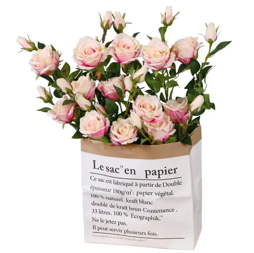 Seda Artificial pequeñas flores rosa ramo boda hogar decoración caliente al aire libre M6W7