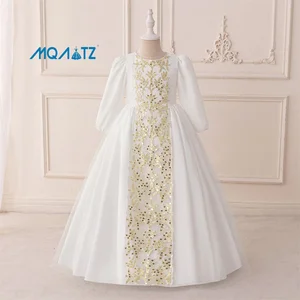 MQATZ  New Elegant Muslim Abaya Dress with Embroidery Sequins Mesh Puff Skirt Party Dress Evening Gown for Girls ODM Supply