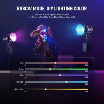 NEEWER MS60C RGBWW LED Video Light with 2.4G/APP Control 65W Metal Mini RGB COB Continuous Output Lighting Handheld Spotlight detail image