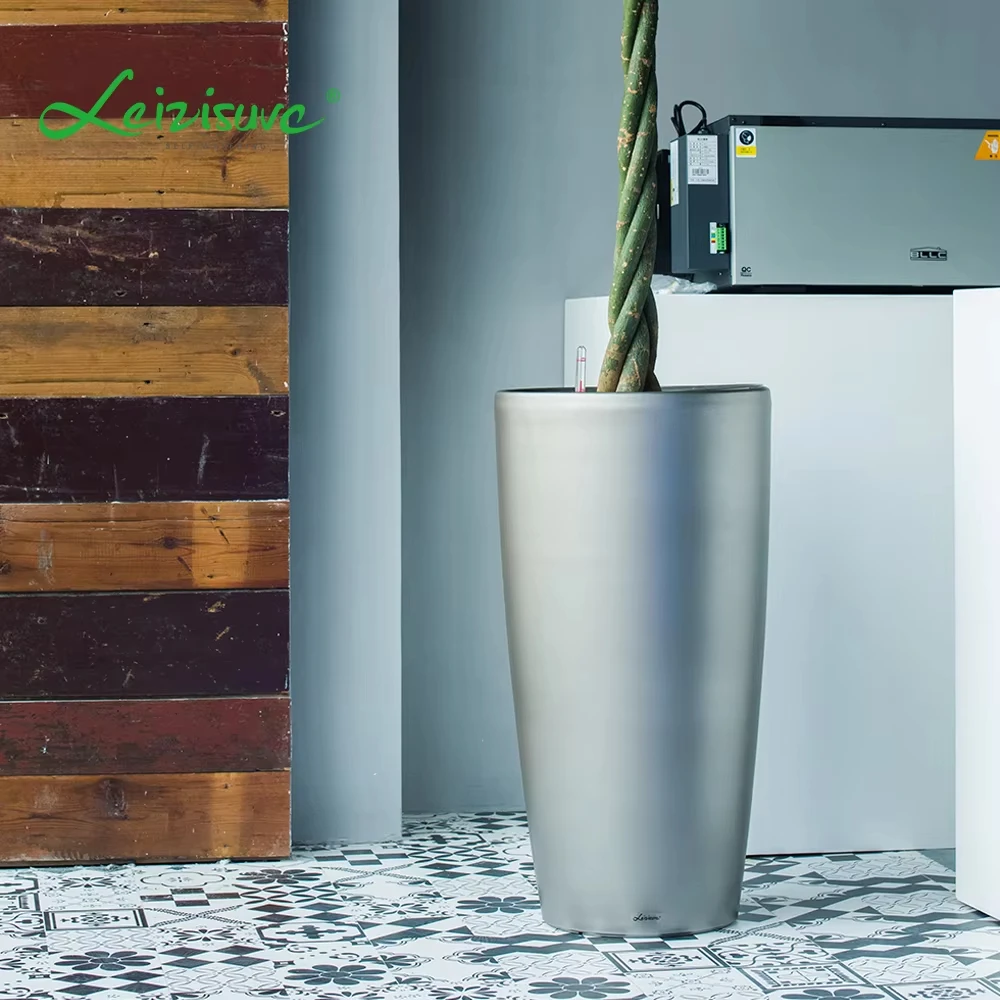 Große Blumentöpfe Aus Kunststoff – 2er Set Mit Ablauflöchern, Handbemalt, Für Garten & Zimmer