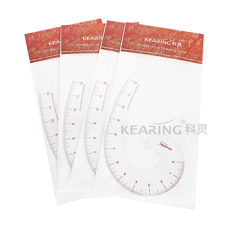 Kearing PVC Neck Hole Grading Ruler / 12' Plastic Sewing Curve Drawing Rulers for Fashion Design School Students # 6012