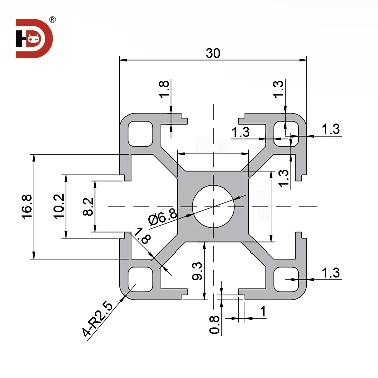 product industrial extruded aluminum profile 3030c oxidized black aluminum profile 3030 fish tank aluminum alloy profile-3