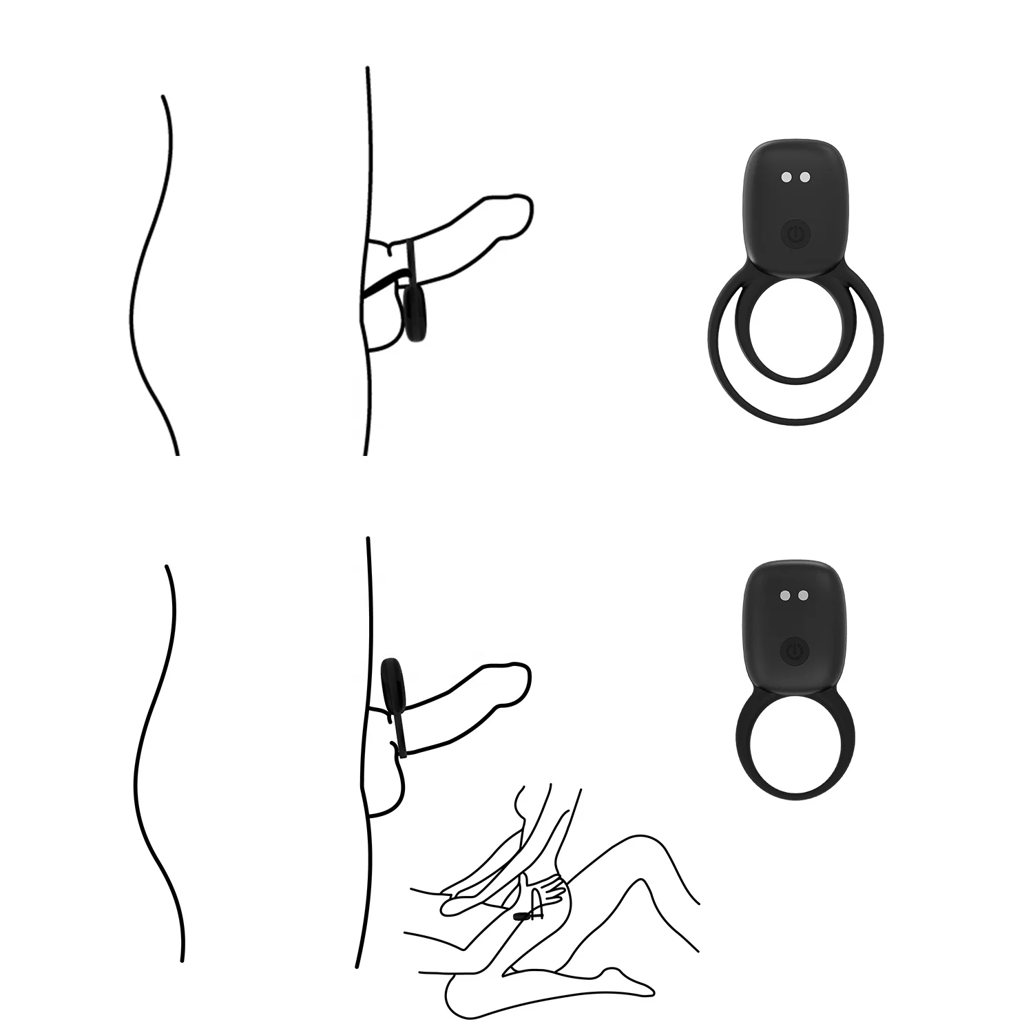 Rechargeable Vibrating Cock Ring Powerful Penis Ring Sex Toy for Couples Female Clit Stimulation With Replaceable Double Ring