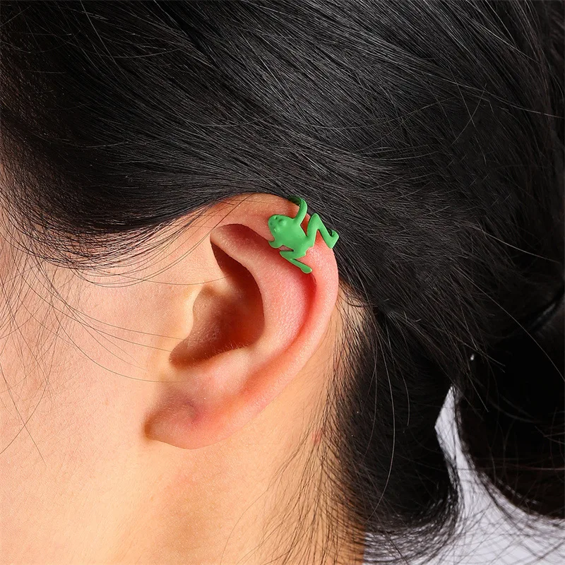 Personality Funny Frog Earrings Ear Bone Clip Women Girls Exaggerated  Non-pierced Cute Animal Ear Clip Aesthetics Party Jewelry