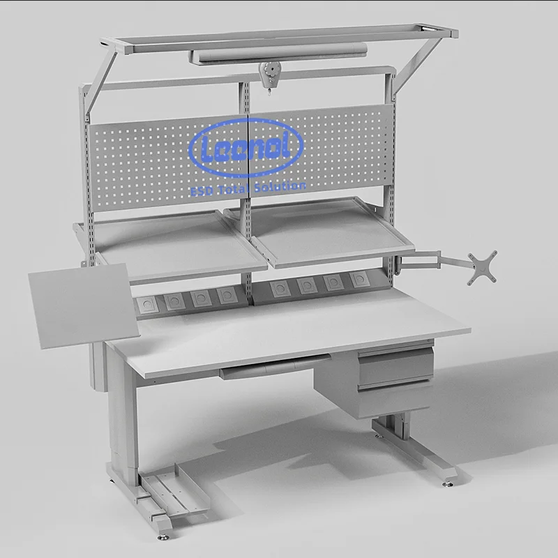 Leenol ESD Workbench สำหรับโรงงาน Electronic Cleanroom Workbench OEM ESD โต๊ะทำงาน ESD อุตสาหกรรม ปรับแต่ง Workbench