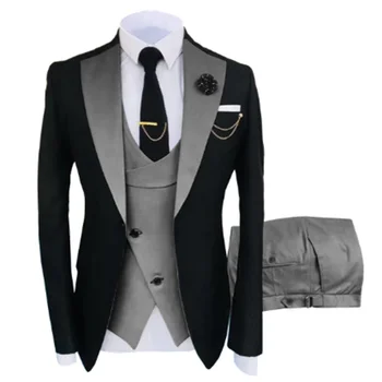 New Design Mens Tuxudo Wedding Suit Custom Made Groom Best Man Slim Fit Prom Party Suits Plus Size 3 Piece Men Suits