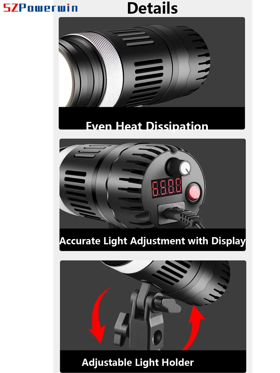 Powerwin New Photo Studio 100W LED RGB Photography Spotlight RA95 Hair Shooting Lamp Color Filter Remote Control Light Dimming