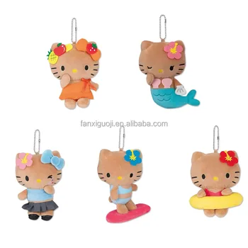 Hot Selling Cute Hello Cat Kitty Plush Keychain Toys Cartoon Sanrion Creative Hawaii Kt Mermaid Kt Surfboard Plush Bag Dangle