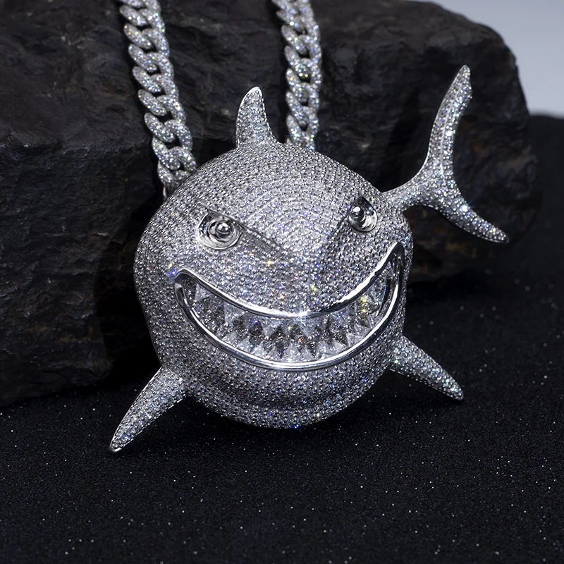 Shark Iced Out Pendants Amazon Messi Gems MS-63 Big Shark Pendant
