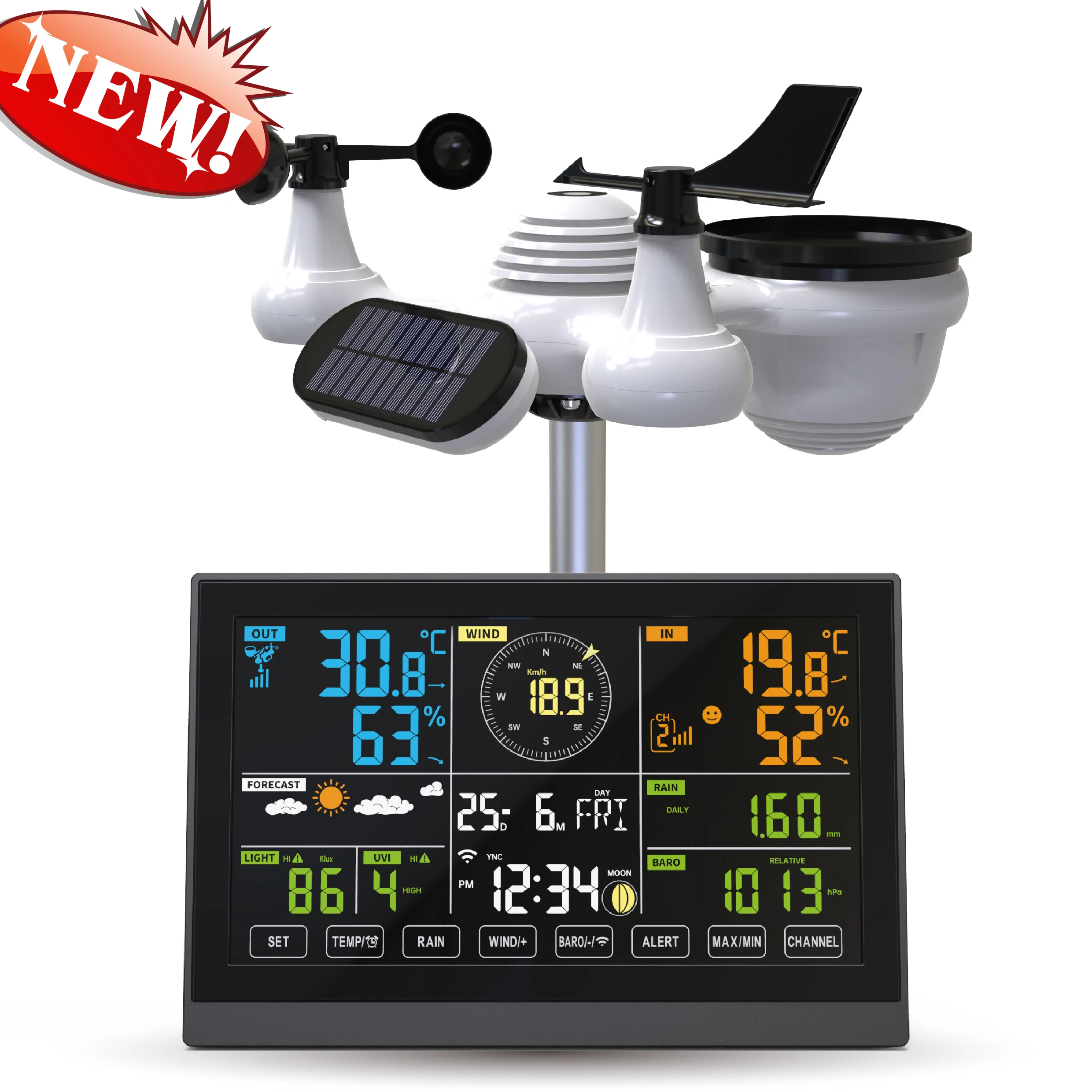 WiFi Weather Station, 10.2 inch Large Display Wireless Weather