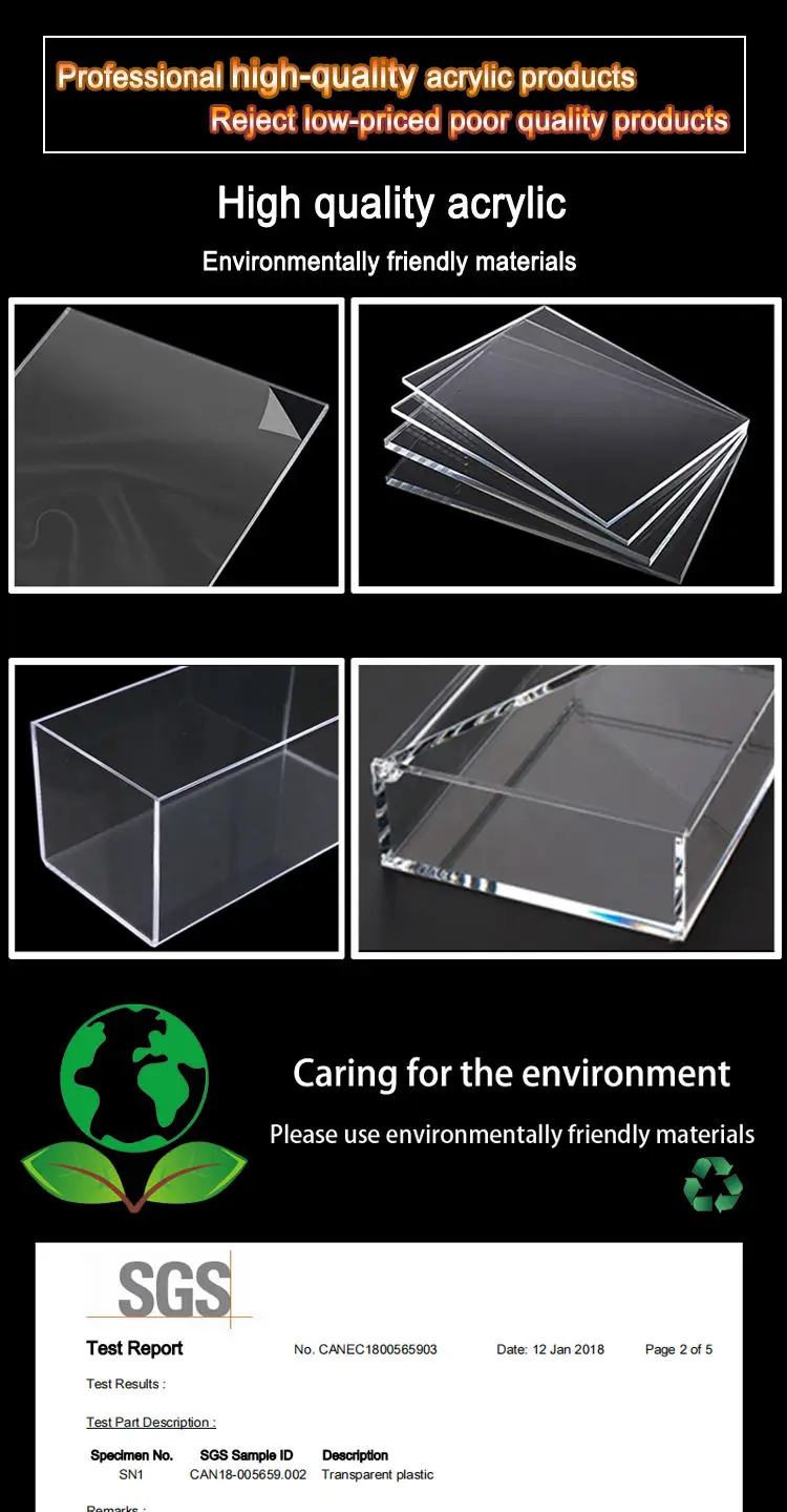 Custom Acrylic Box Clear Acrylic Display Case 5side Box With Lid/sliding Lid Or Base Plexiglass
