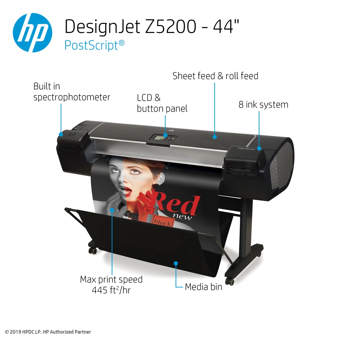 Refurbished A0 B0 Paper Printer for HP DesignJet Z5200 Z5400 Plotter Cutting Machine 44-inch Inkjet Color Wide Format Printer