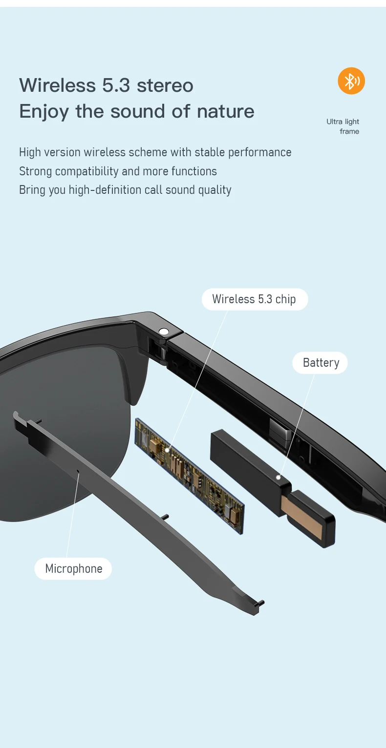 2026 F06 Men Smart Glasses with Microphone Wireless 5.3 Stereo Sound Women UV Protection Sunglasses Smart Wearable Headset 2026