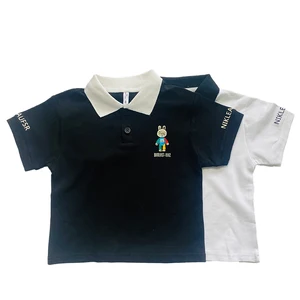 RTS Unisex Kids T-Shirts Solid Color Comfort Cotton Casual Short Sleeve Turtleneck Washed for Boys Girls Featuring Cartoon