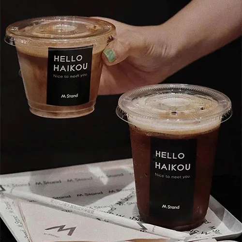 Coffee Cup Sticker logo Customized Beverage Store Takeaway Cup Self-adhesive Disposable Milk Tea Drink Waterproof Label
