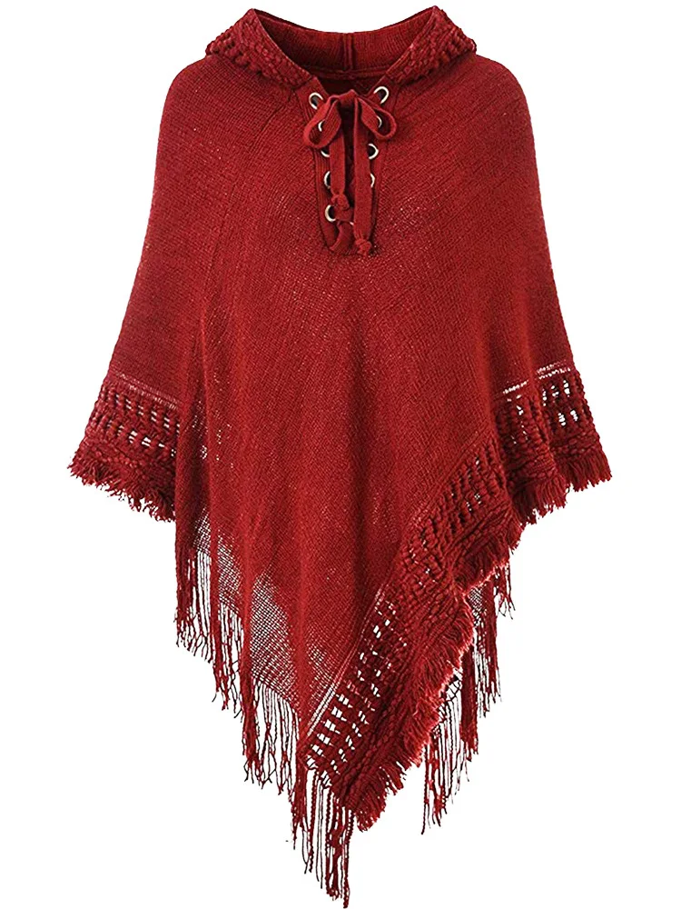 Fashion Woman Clothing Winter Knitted Patterns Crochet Handmade Sweater Poncho