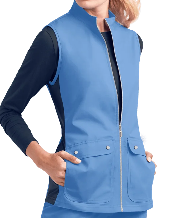 New Design Scrub Uniform Stretch Active Knit Panel Scrub Vest Medical Work Wear