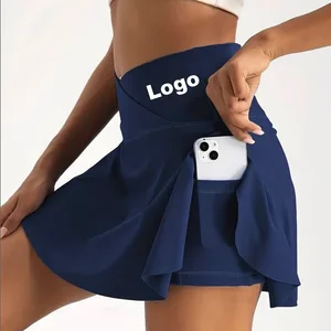 Custom Logo Print Tennis Golf Mini Skirt Breathable Two-in-One Shorts Side Pocket Sports Gym Fitness Workout Activewear Clothing