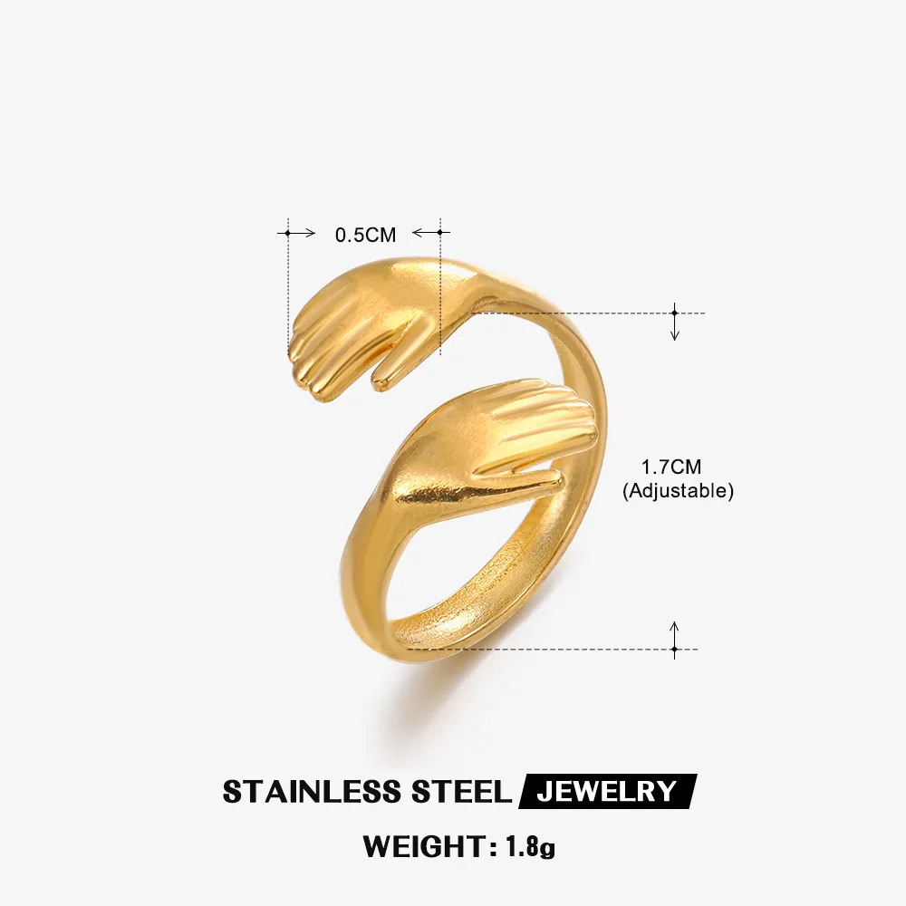 Yiwu DAICY New Arrival Gold Plated Stainless Steel Hug Ring Simple Adjustable Couple Ring Friendship Ring Gift for Her