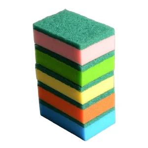 Durable Kitchen Sponge Scouring Pads Dishes Cleaning Sponge Cleaning Yellow Green OEM Color Feature Eco Material Sponge