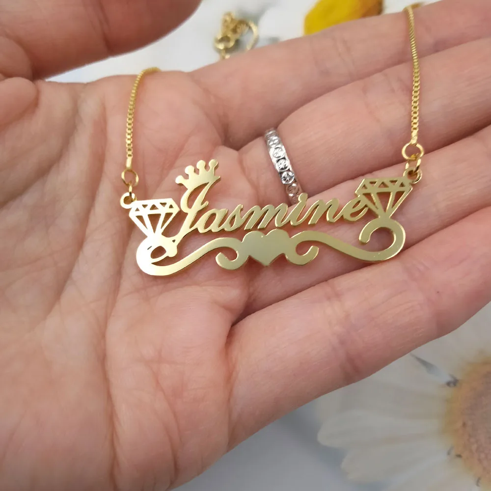 Custom Name Necklace Stainless Steel with Gold Plating