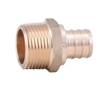 F1807 Lead Free Brass Pex Fitting - Brass Male Coupling Adapter, 1/2 " in. PEX x 1/2" MPT  inch threaded NPT