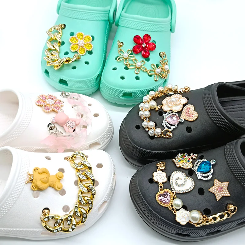 Wholesale designers metal luxury bling custom rhinestone metal disigners  metal brand croc shoe charms for clog shoes decoration wholesale From  m.