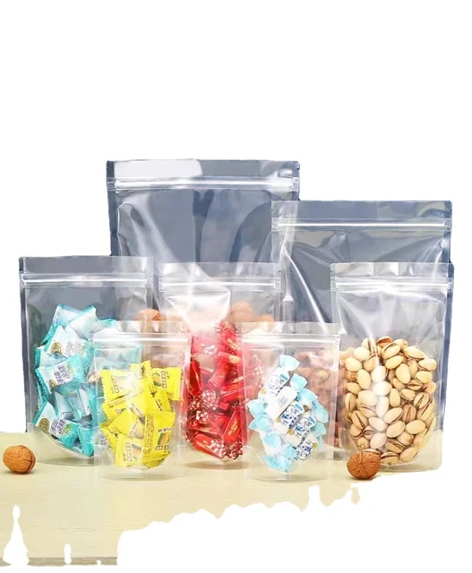 Customized Three Sided Sealing Of Tea Packaging Plastic Cookies Heat Snack Zipper Kraft Paper Three Side Sealed Bag
