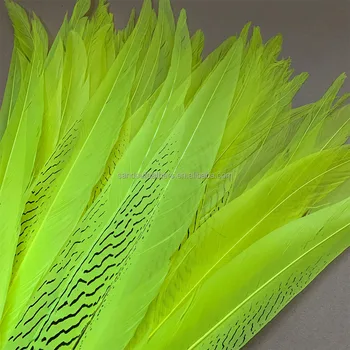 SANDOU Fluorescent Yellow Silver Pheasant Tail Feathers