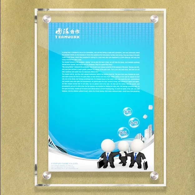 Custom Made Wall Mounted Clear Acrylic Picture Frame With Screws