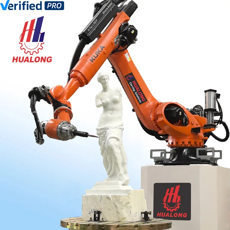 HUALONG Machinery KUKA Axis Robotic Arm Robot 3d Cnc Router Marble  Granite Engraving Stone Carvings and Sculptures Machine
